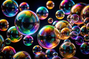 1080p photography captures beautiful, rising air bubbles against a black background; abstract and breathtaking.