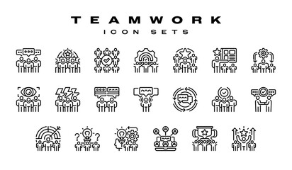Teamwork line icon set icon. Universal creative premium symbol. Vector sign icon logo template. Vector illustration