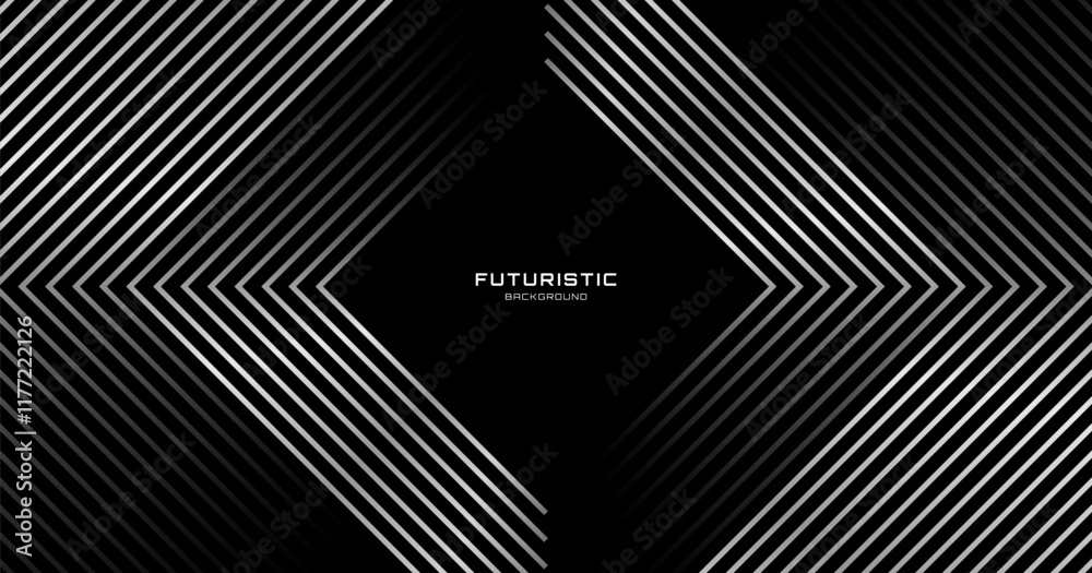 Wall mural 3d silver lines techno abstract background overlap layer on dark space with rhombus effect decoratio