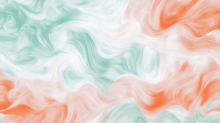 Soft waves of pastel mint and coral dance across a textured surface, creating a serene and calming visual experience for the viewer
