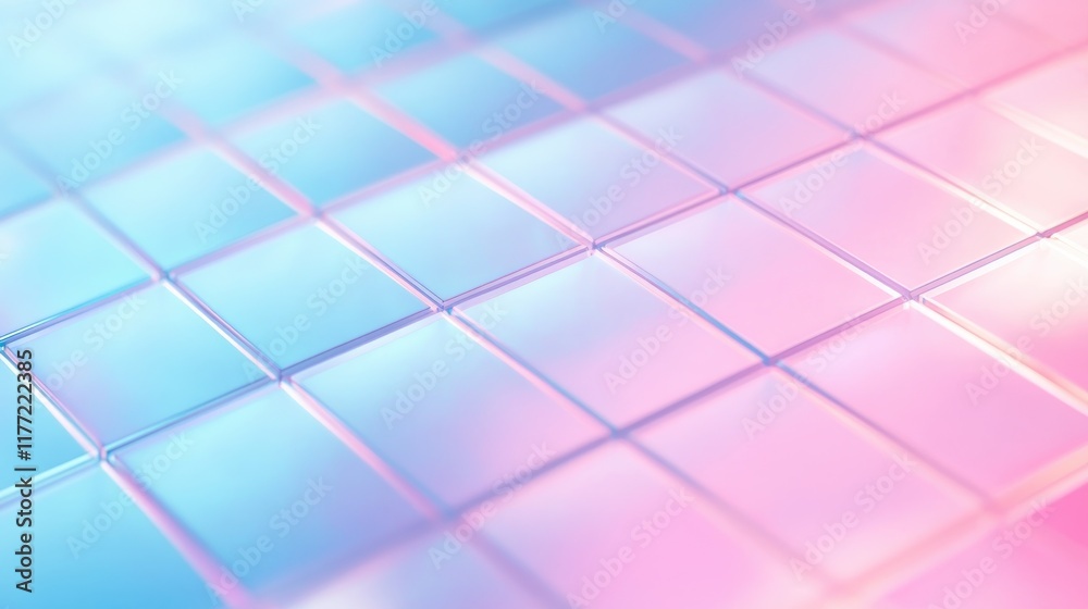 Poster soft pastel blue and pink grid pattern with a smooth blend of colors for artistic backgrounds