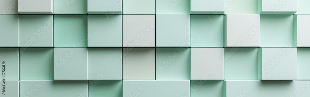 Poster Soft pastel gray and mint grids arranged in a visually appealing pattern for modern design aesthetics