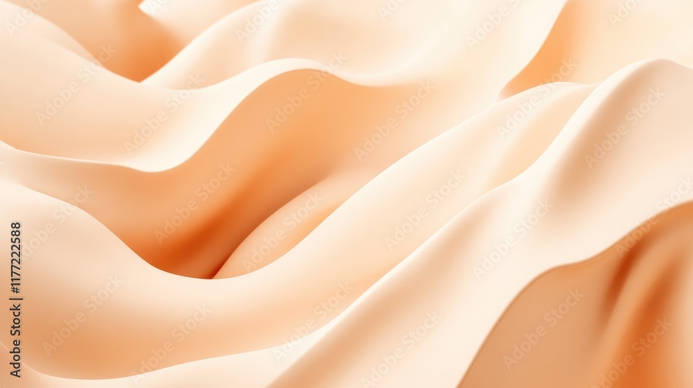 Aufkleber soft peach fabric waves gently flowing, creating a serene and calming effect in a neutral setting