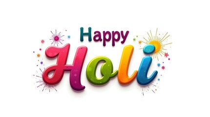 A festive greeting card that says "Happy Holi" in colorful, playful letters. 