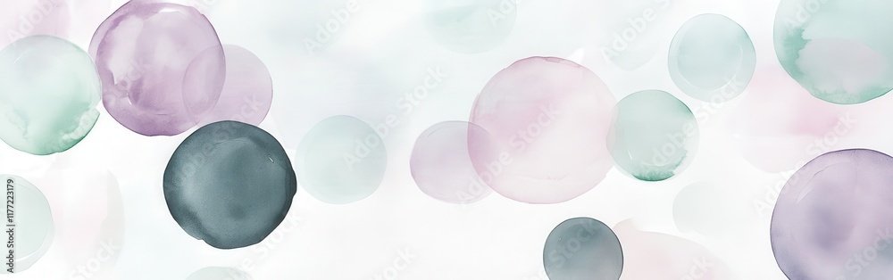 Aufkleber soft pastel circles created with minimalist pencil strokes and watercolor washes on a white backgrou