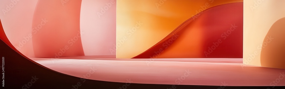 Fototapete minimalist echoed forms create a captivating interplay of amber and coral hues in abstract design