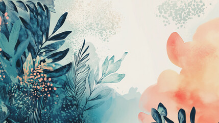 wedding invitation card background vector. Minimal hand painted watercolor botanical flowers texture template background. Design for wedding, vip cover, poster, rsvp moderncard.Valentine's Day