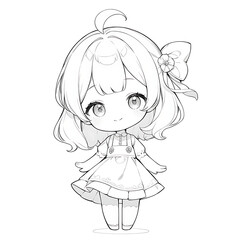 Fototapeta premium Unique Black and White Sketch of Doll