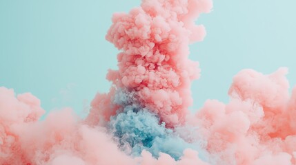 Fototapeta premium Abstract Pastel Pink and Blue Ink Clouds Dreamy Swirling Smoke Effect Artistic Background