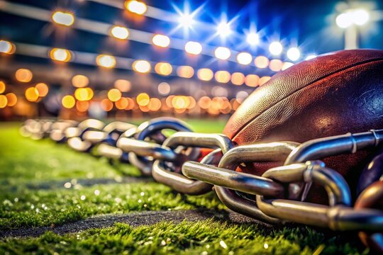 American Football Game First Down Chains Close Up Stock Photo