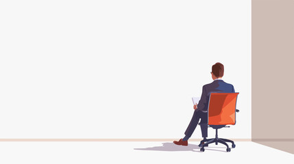 Professional Businessman Writing on Wall in Chair