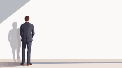 Obraz premium Professional businessman looking at blank wall in rear view