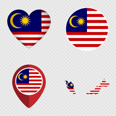 Malaysia Flag Icons Pack. Vector illustration.