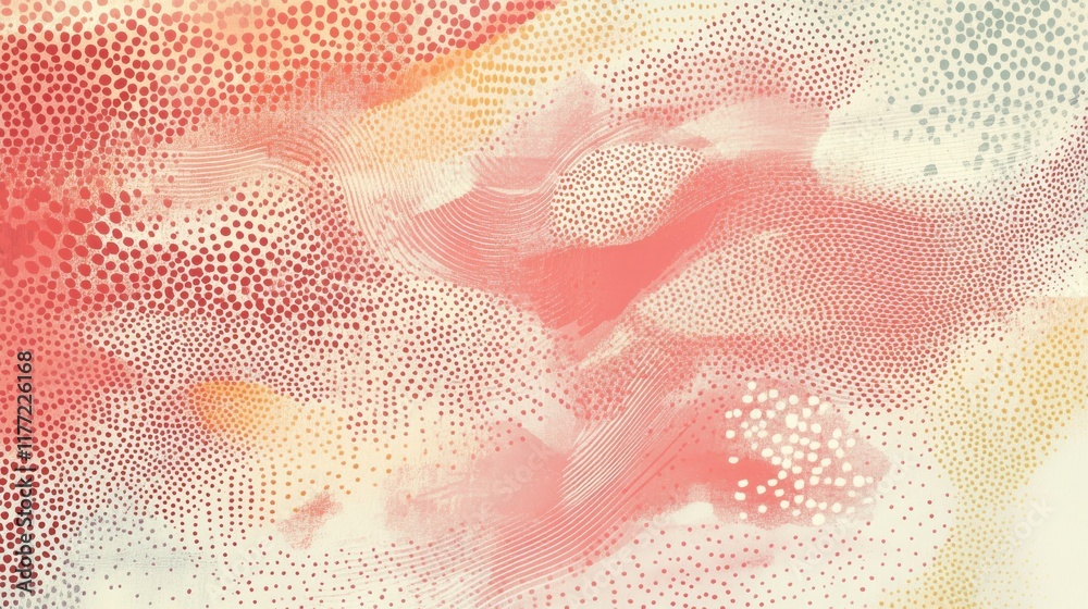 Poster Soft pastel coral dotted patterns create an abstract artistic background for various creative endeavors