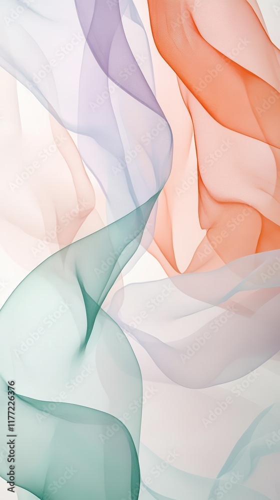 Poster Abstract composition showcasing flowing fabric in soft colors blending together in a harmonious design