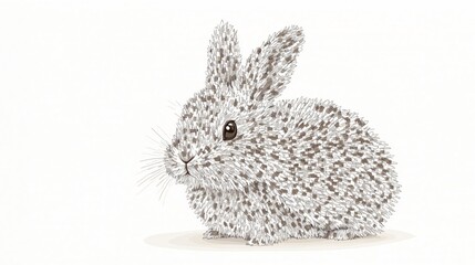 Obraz premium Whimsical Ink Drawing of a Fluffy Bunny