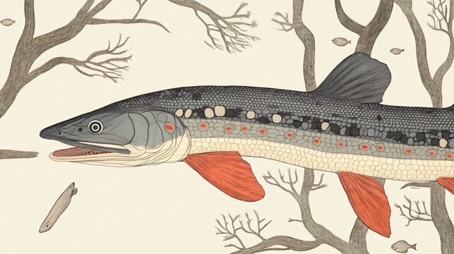 A Nostalgic Fish Illustration: Vintage Art of Aquatic Life