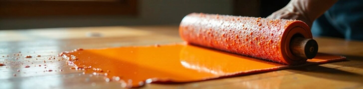 Applying Polyurethane to Wooden Surface with Foam Roller, furniture, finish, polyurethane