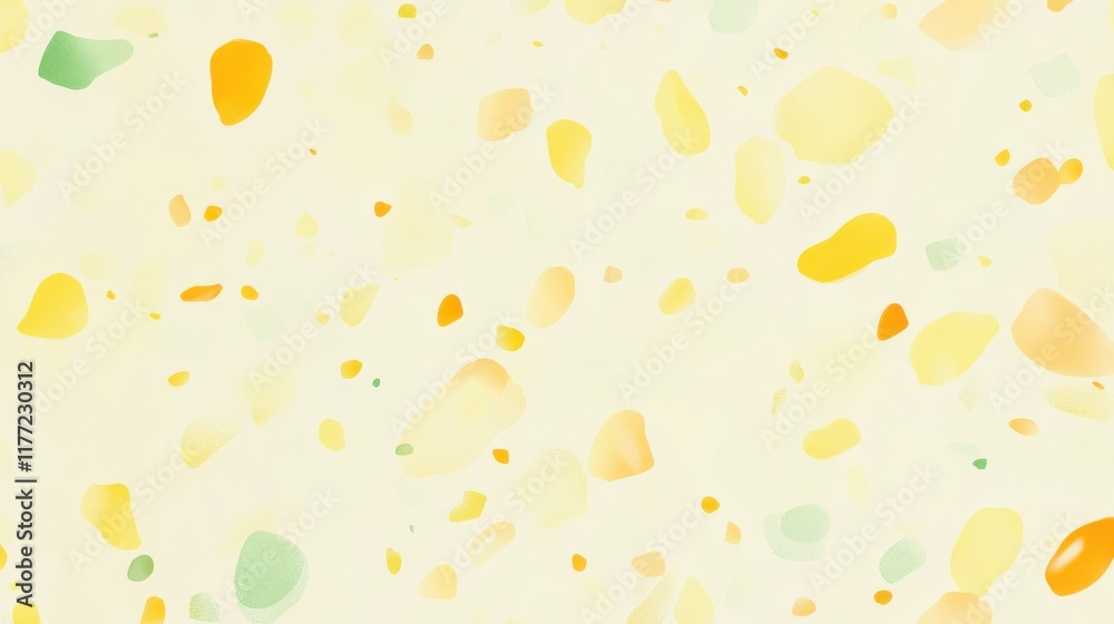 Aufkleber bright and cheerful yellow abstract pattern with soft organic shapes scattered across a pale backgro
