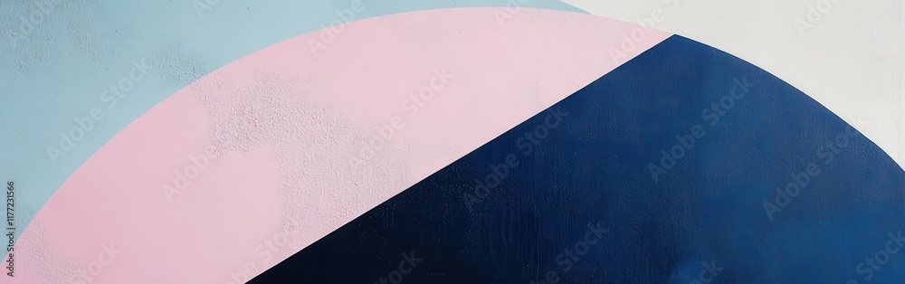 Poster Minimalist geometric composition featuring cool colors and soft shapes with overlapping curves and tones