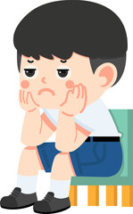 boy student sitting with a bored expression