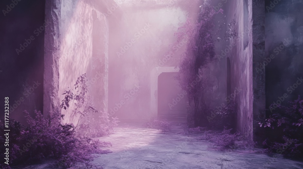 Aufkleber Grunge-inspired backdrop with muted lavender in an ethereal setting, creating a surreal atmosphere
