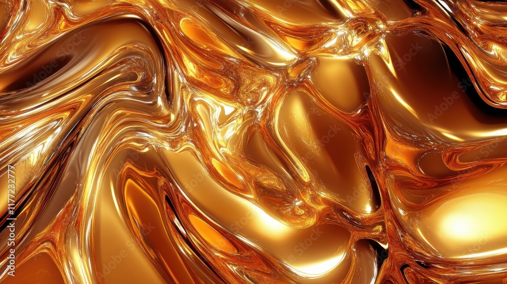 Aufkleber golden amber background with warm swirls creating a mesmerizing visual texture of flowing liquid lig