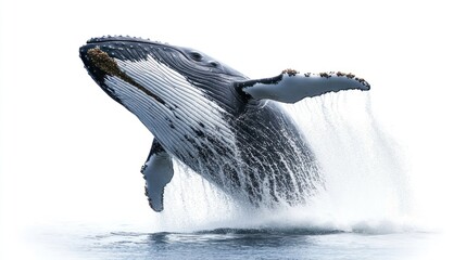 Fototapeta premium A majestic whale breaching the ocean's surface, showcasing its size and grace.