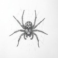 Obraz premium Detailed spider resting quietly in its intricate web highlighting natural artistry found in gardens