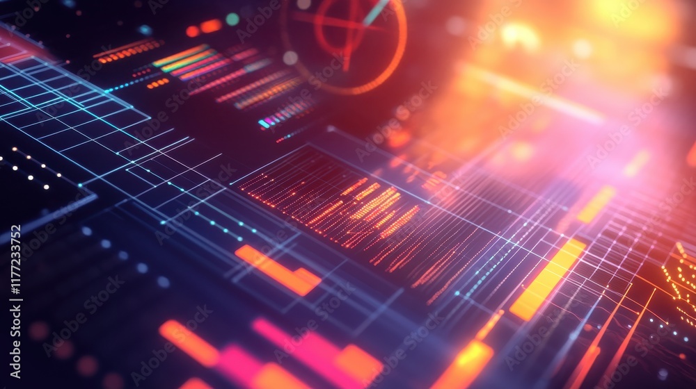 Poster creative layout showcasing renewable energy metrics with vibrant data visualizations and dynamic col