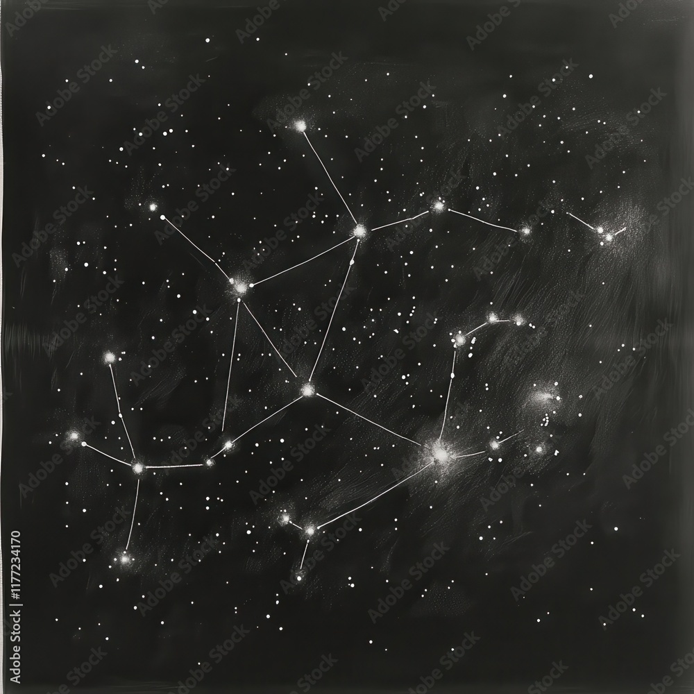 Aufkleber constellation of stars shining in the night sky with connected lines illustrating celestial patterns