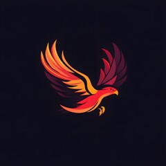 Fototapeta premium Dynamic illustration of a vibrant phoenix soaring through a dark background