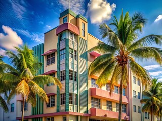 Fototapeta premium Art Deco Architecture, South Beach Miami, Florida - High Resolution Stock Photo