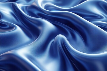 Obraz premium Flowing blue silk fabric draped background, ideal for luxury product presentations or elegant website backdrop