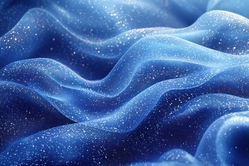 Obraz premium Sparkling blue fabric draped in waves with subtle light in background, ideal for backgrounds or textures