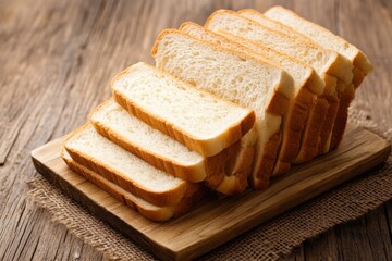 sliced white bread on a wooden cutting board