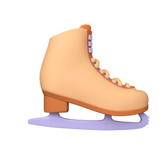 3d figure skates on ice, icon. Winter sport ice skates icons. 3d rendering