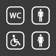 WC icon set. Flat vector illustration. 