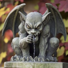 Gargoyle with drinking water outdoor 