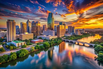 Fototapeta premium Austin Texas Cityscape Skyline Panoramic Stock Photo