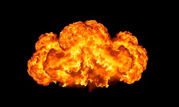fire bomb explosion VFX, isolated on black chroma key background overlay transparent alpha
