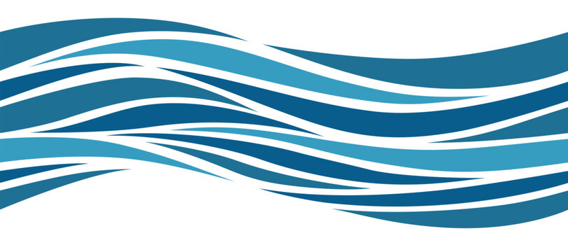 Seamless beautiful waves. Vector blue marine pattern. Stylized design...
