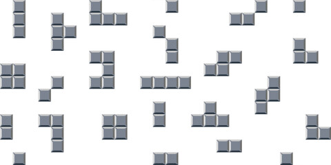 Monochrome bricks shape pattern, classic retro game background.