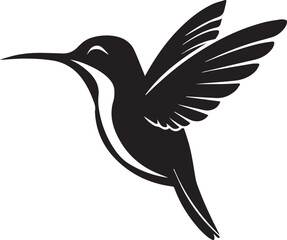  vectorized silhouette of a cute hummingbird flying