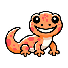 friendly smiling cute spotted gecko perfect for pet shop or entertainment mascot vector illustration design