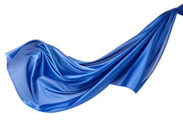 royal blue color silk fabric isolated on white background