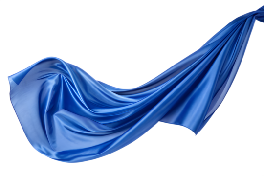 royal blue color silk fabric isolated on white background