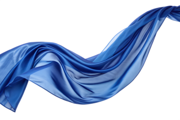 royal blue color silk fabric isolated on white background