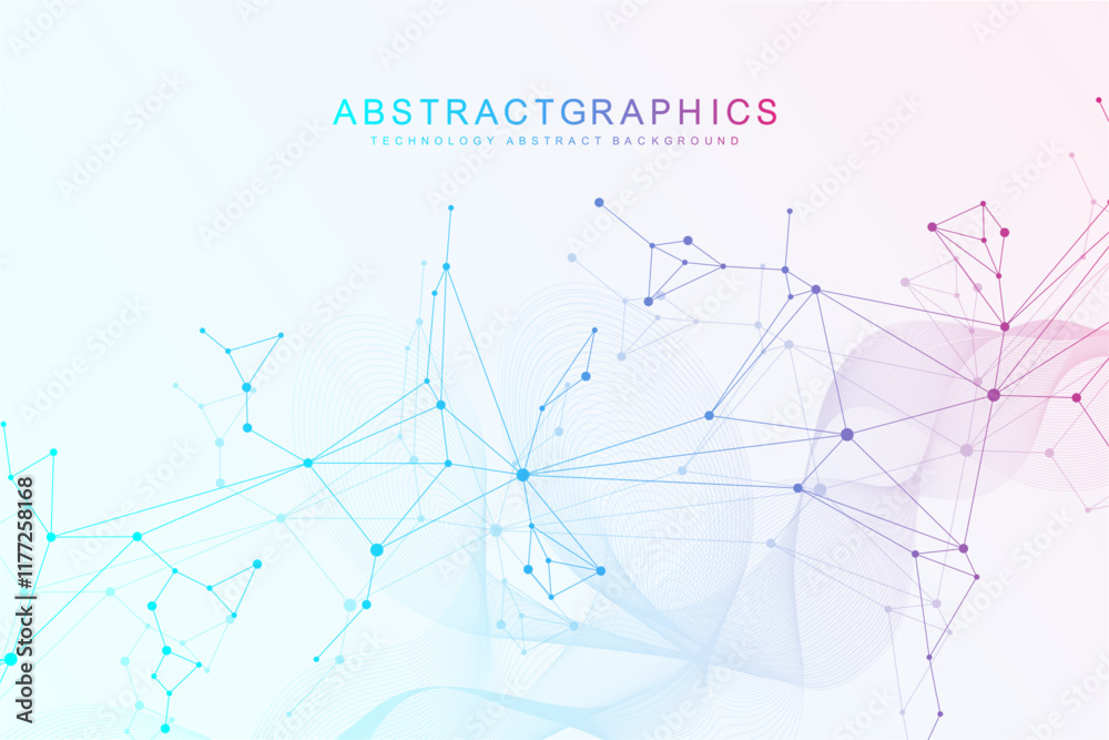Poster abstract digital connection dots and lines. technology polygonal background. network connection stru
