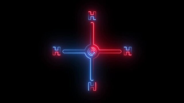 Methane Molecular Structure Symbol Neon line Animation Isolated on black background